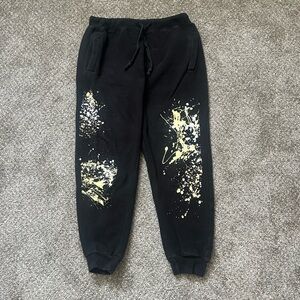 NOVA MEN Men's Black Fleece Splatter Graphic Sweatpants - M